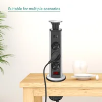 ปลั๊กไฟแบบซ่อนในโต๊ะ Melery สำหรับบราซิล ยุโรป สหรัฐอเมริกา สหราชอาณาจักร ออสเตรเลีย ฝรั่งเศส พร้อมช่องเสียบ USB Type C สำหรับใช้ในบ้าน สำนักงาน ห้องครัว 6