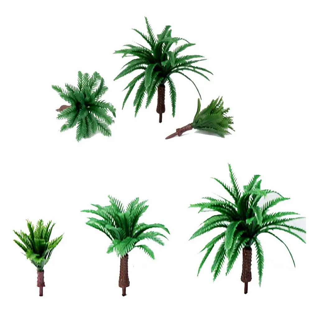 10pcsArtificialMiniaturePalmTreesSceneryLayoutModelPlasticTreeTrainCoconutRainforest