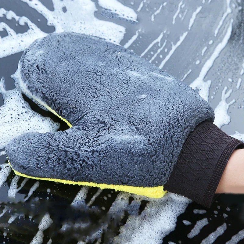 Car Cleaning Gloves Microfiber Car Mitt Microfiber Cleaning Gloves Microfiber Washing Gloves Microfiber Gloves Car Wash Cleaning Glove Brush Thick Double-faced Microfiber Coral Fleece Gloves