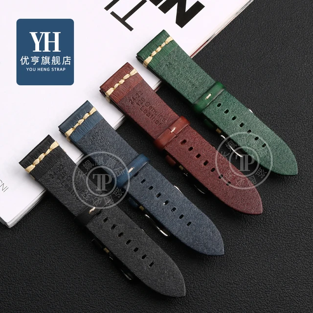 Pulseira de relógio artesanal em couro genuíno youheng