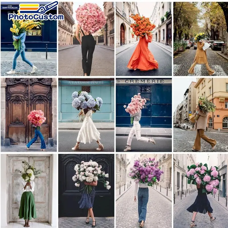 PhotoCustomPaintByNumberFlowerGirlHandPaintedPaintingArtGift