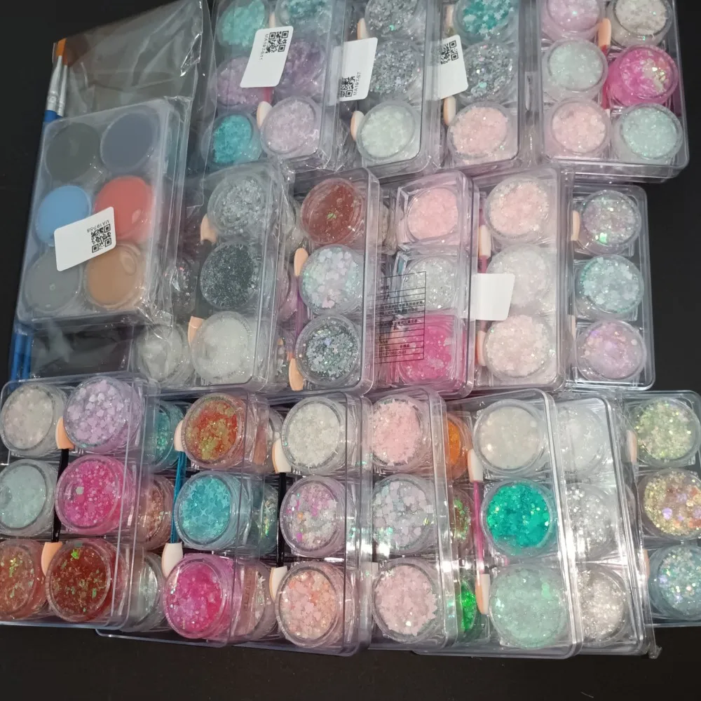 6 Colors Face Glitter Gel Body Shimmer Makeup Sequin for Hair Face Nail Eyeshadow Cream Gel Glitter Rave Festival Party Glitter 6