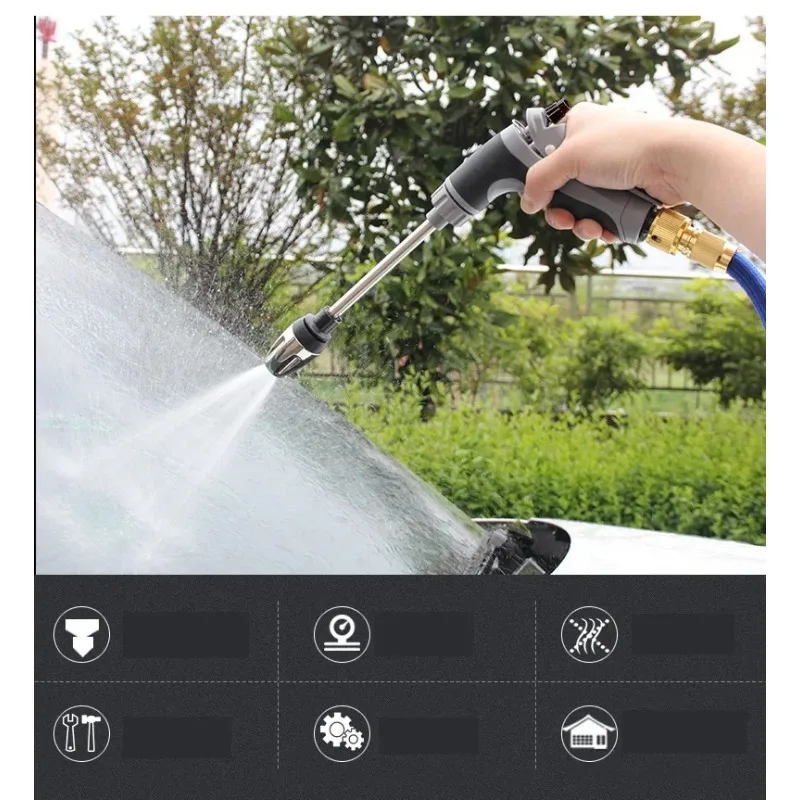High-Pressure Water Gun with Extension Pole -  Metal Long Reach Tool for Car Washing & Garden Watering, Heavy-Duty Sprayer