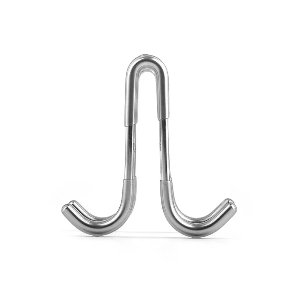 Multifunctional Hooks Towel Holder Double S-Shape Shower Door Hooks Stainless Steel Free Punching Bathroom Hooks Bath Ball Holder Bathrobe Storage