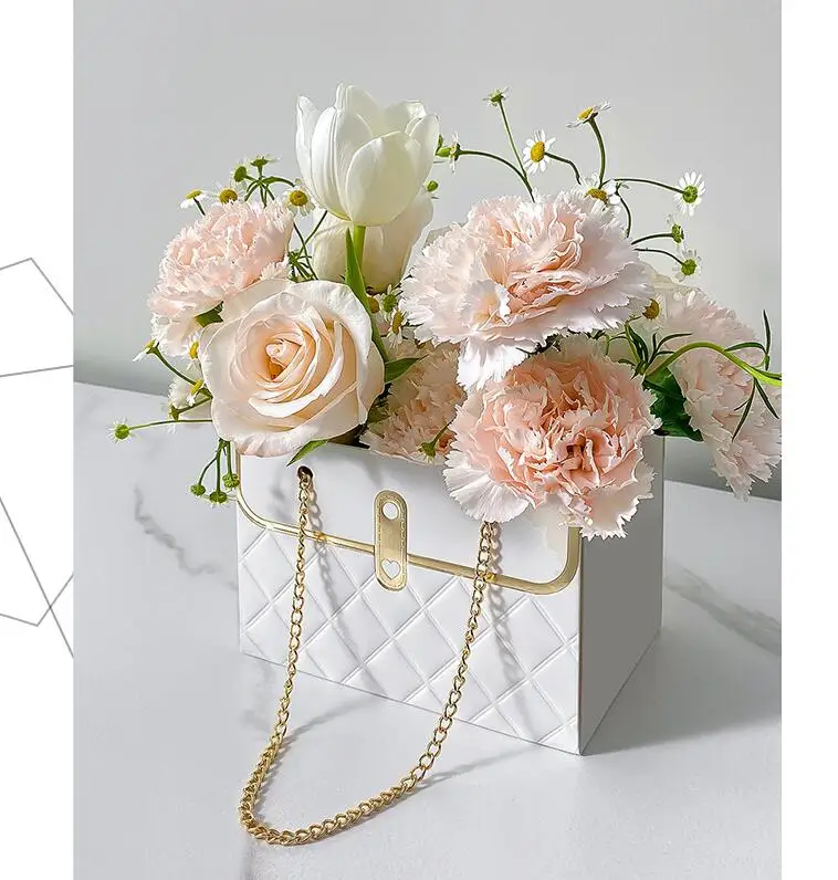 DraggmePartty Tote Bag Flowers Packaging Bag, Rectangular Gift Bag,  Creative Flower Bouquet Small Sachet Packaging Box 