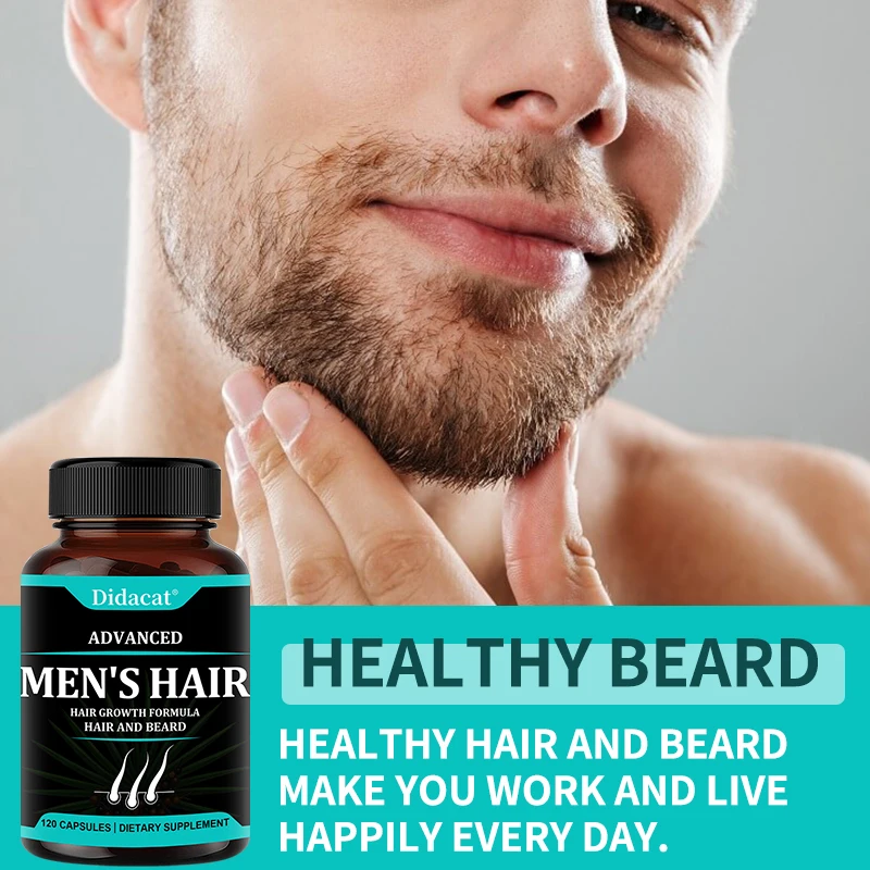 Hair Growth Vitamins for Men-Hair Regrowth & Beard Growth Supplement for Fuller, Thicker with Biotin & Saw Palmetto