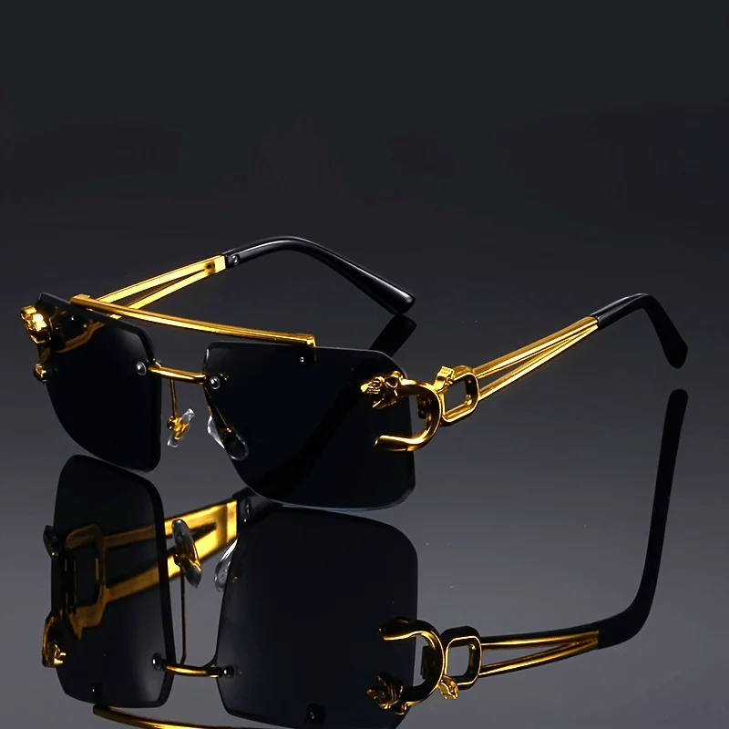 Vintage Golden Frameless Sunglasses Unisex Anti-Glare