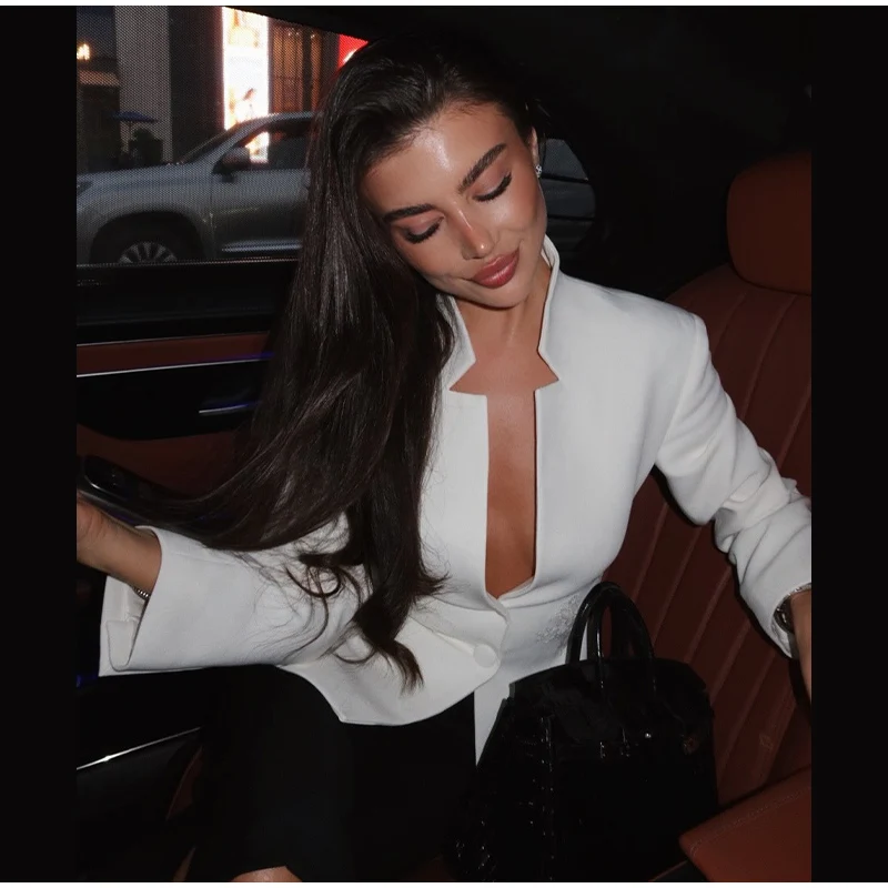 Solid Color Lace Patchwork Stand Collar Blazer Long Sleeve Single Breasted 2026 Spring Women Jacket Trendy Chic Lady Suit Coats 79 Sdcfb7537c00249dba3ecfdc594c5f5f6m