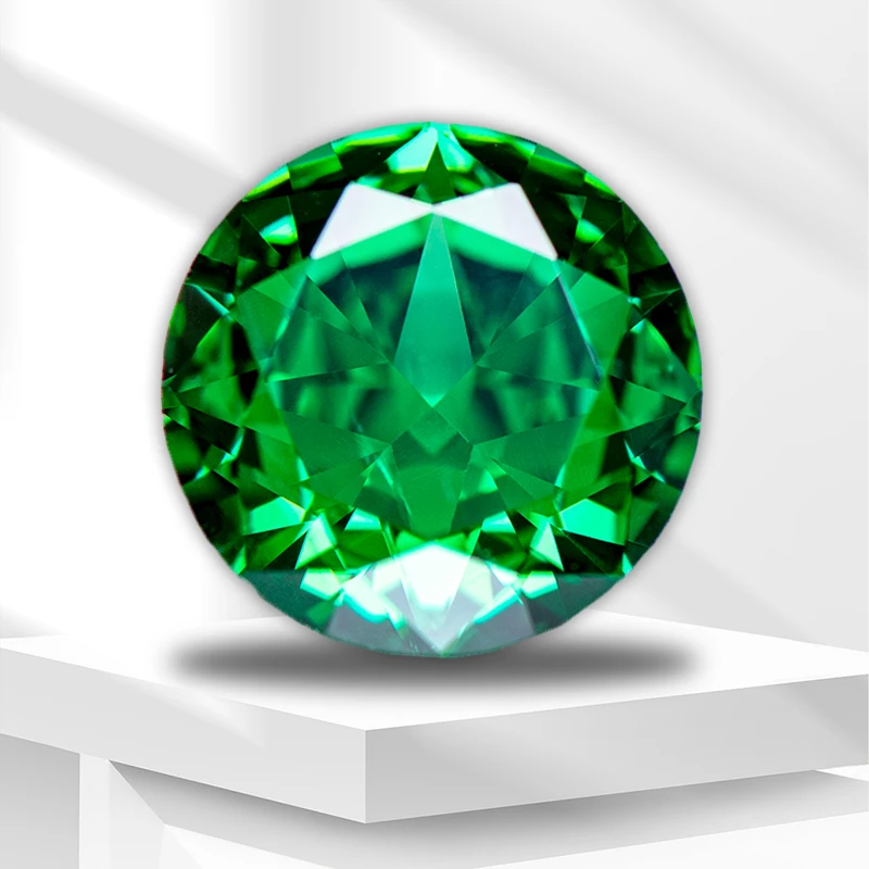 

4k Crushed Ice Cut Cubic Zirconia Stone Dark Green Color Round Shape 5A Grade Loose Lab Synthetic Gemstone For Jewelry Making