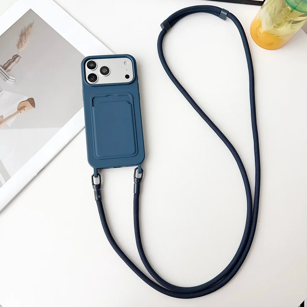 Aktivitäts-Verriegelungsverschluss, Lanyard-Kordel-Hülle für iPhone 17 Pro Max 16 15 14 13 12 11 Pro Max, flüssiges Silikon, Slot-Karten-Brieftaschen-Abdeckung – Detail 17