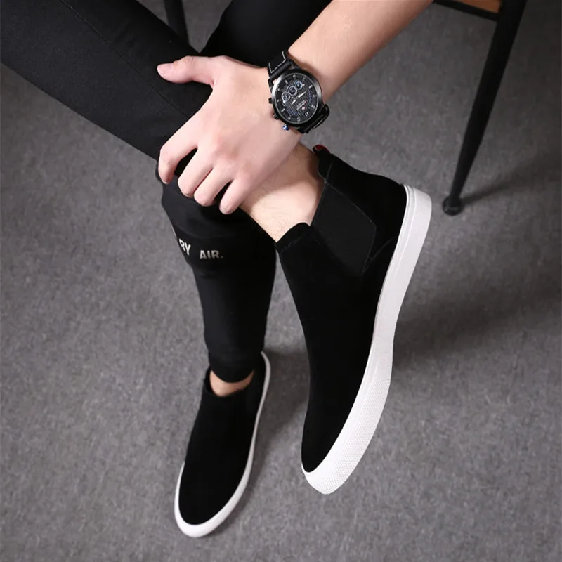 2022 Spring Men Shoes Suede Leather Casual Shoes Men Fashion Sneakers Outdoor Work Shoes Mens Loafers Footwear Black Ankle Boots