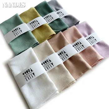 Tovagliolo in lino di cotone quadrato tinta unita 40x40 cm per cucina dell'hotel Tovaglioli da tavolo per ristorante domestico Decorazione della festa nuziale 1