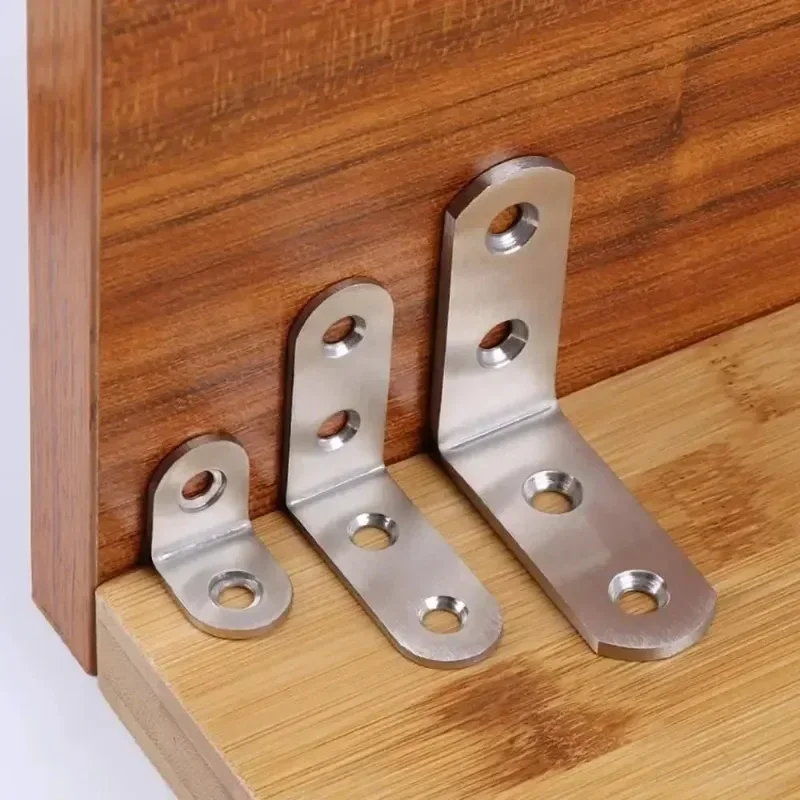 L Bracket Stainless Steel Corner Brace Sets 90 Degrees Right Angle Bracket With Screws For Wooden Shelves Chairs 10PCS
