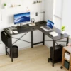 JHK Gaming Corner 50 Inch Office Writing PC Wooden Table with CPU Storage Shelf & Side Bag for Home Office Bedroom Small Space 1