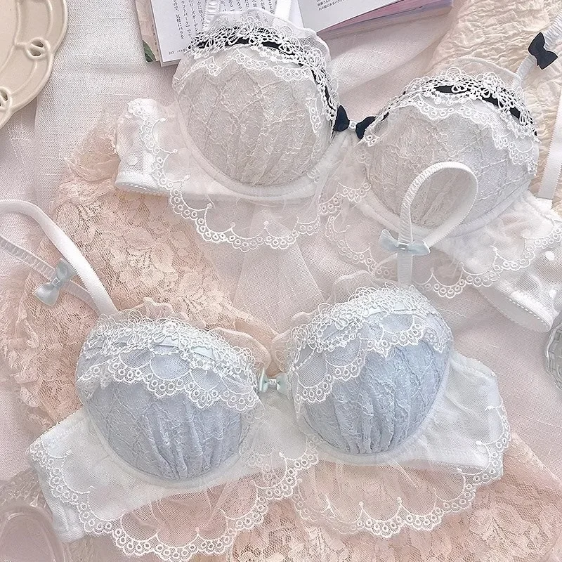 

New Lace Pure Desire Small Breast Push-up Women's Sexy Bra with No Underwire Push-up Bra Beauty Back Adjustment Bra