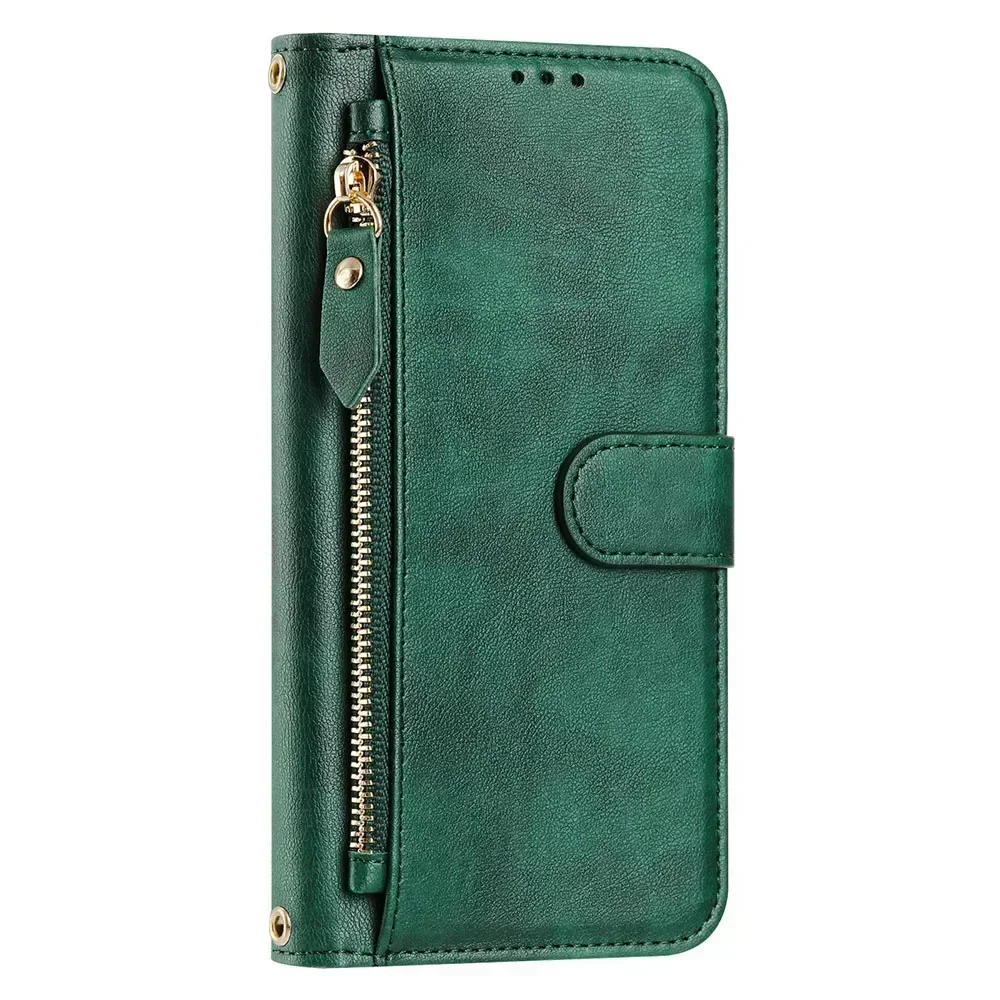 Zipper Multi Card Slots Wallet Flip Phone Case with Lanyard