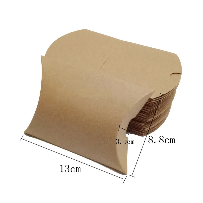 Print Pillow Shape Wedding Party Favor Paper DIY Gift Box Candy Boxes Supply Favour Kraft Paper Jewelry Bags 100pcs