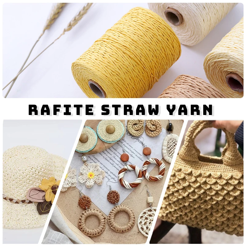 Rafia Thread Natural Straw Yarn For Hand knit Crochet Handmade Hat Handbag Cushion Basket Knitting Material