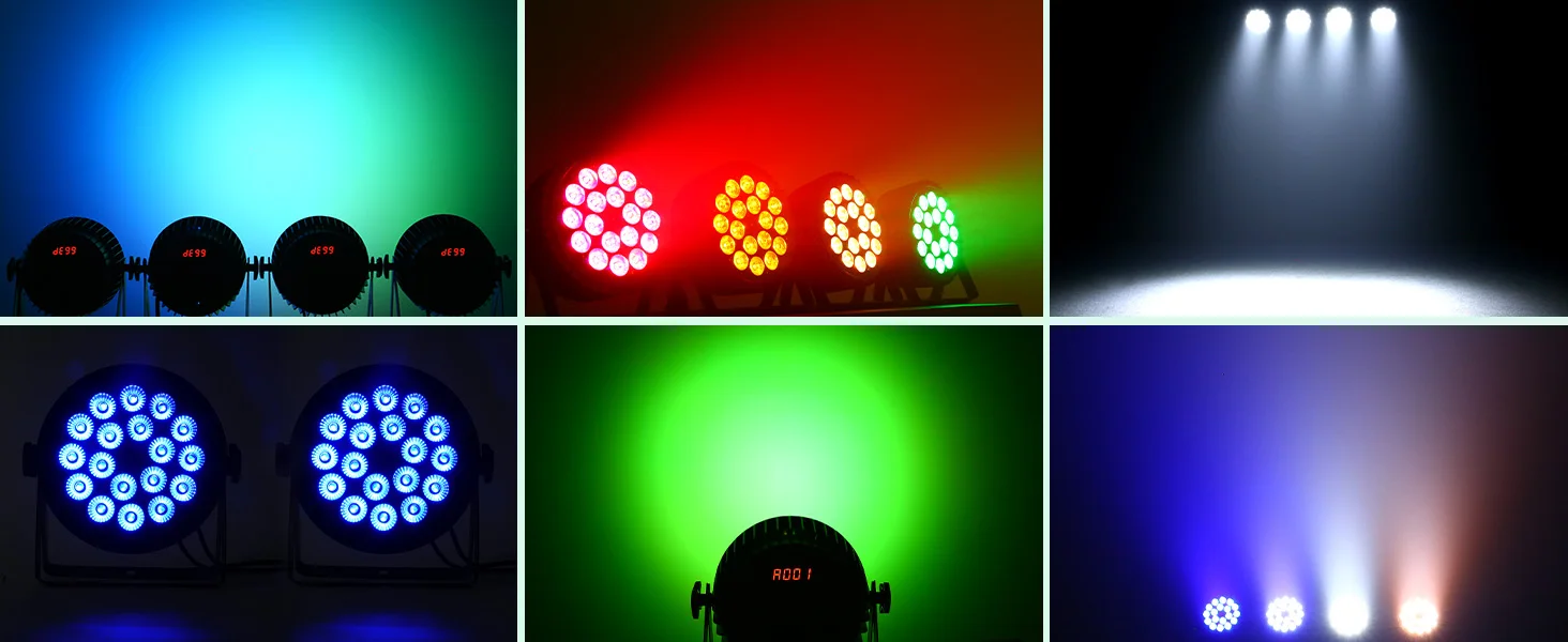 SKSBTF 4 Stück 200W 18LED Par-Scheinwerfer 4 IN 1 RGBW Bühnenbeleuchtung Regenbogeneffekt DMX512 für DJ-Party Weihnachten Club Zuhause – Detail 5