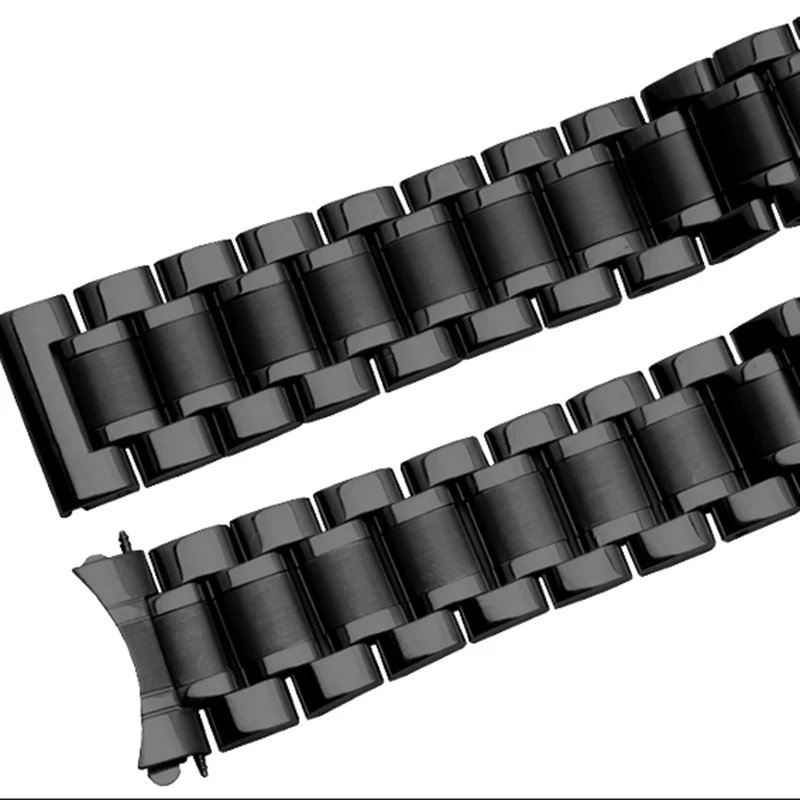 Stainless Steel Watchband with Curved Interface and Butterfly Clasp