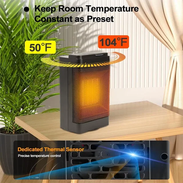 LED Touch Screen PTC Ceramic Heating Technology Electric Upright with Remote Control Home 3 Speed ​​Heater Fan Desktop Heater 4