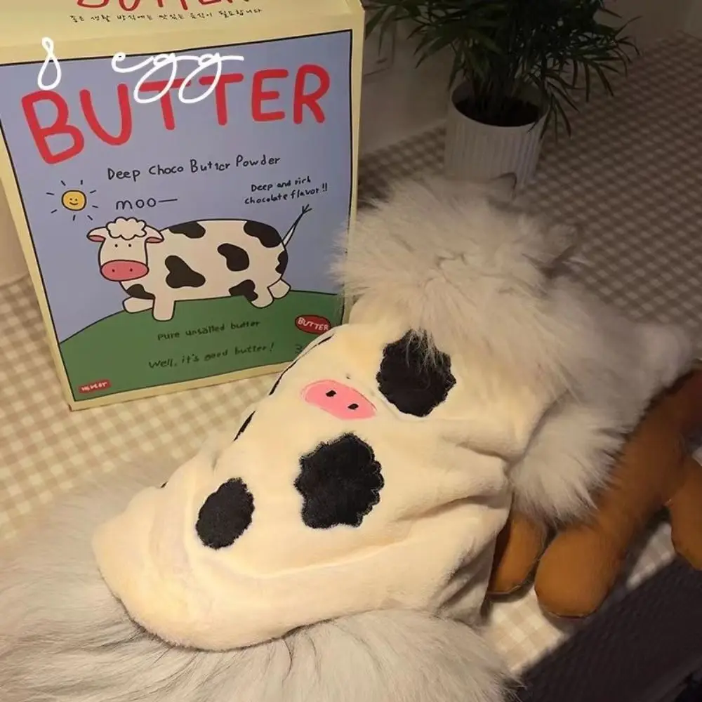 새로운 강아지 조끼 따뜻한 플리스 두꺼운 애완견 옷 따뜻한 소 무늬 강아지 스..