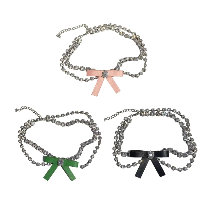 

YUYU элегантное ожерелье с подвеской в ​​виде банта для женщин, милое крутое ожерелье с бантом и цирконием, элегантные колье в