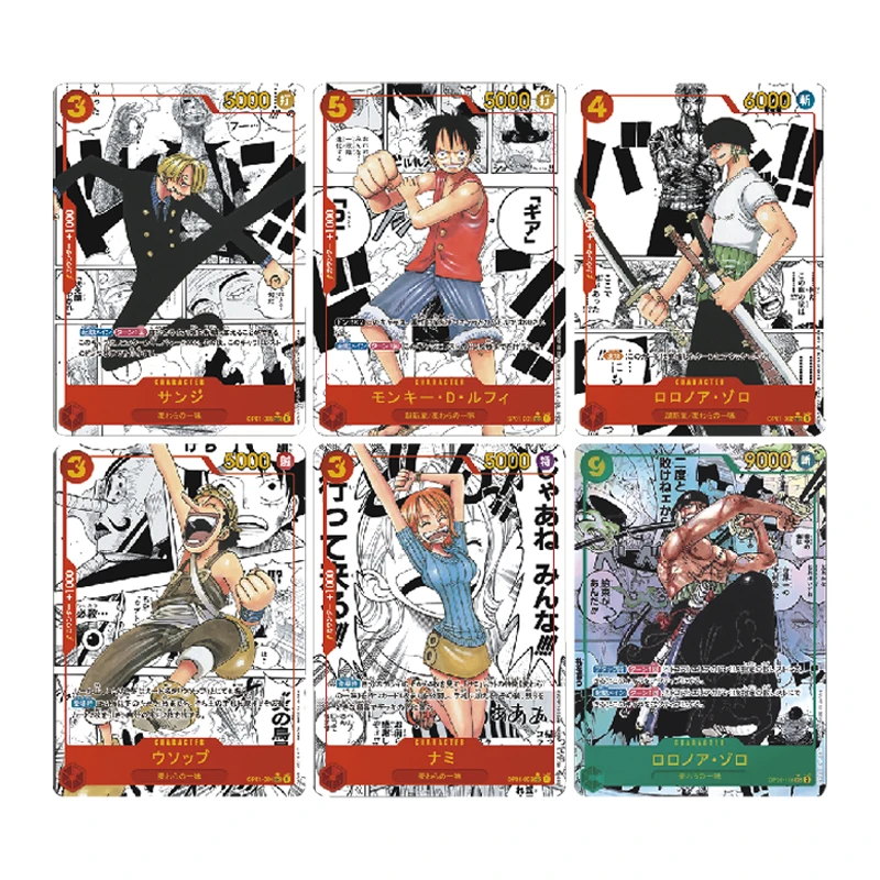 

Diy 6Pcs/set OPCG One Piece Luffy Zoro Nami Sanji Comic Series Flash Card Classic Game Anime Gift Toy Collection Card