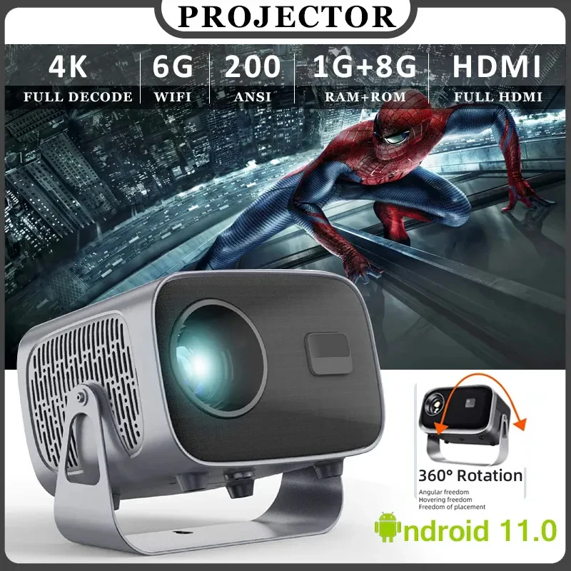 

A10 mini projector Android 11.0 smart portable projector 4K 5G WiFi Home Cinema 1080p for Samsung Apple outdoor movie projector