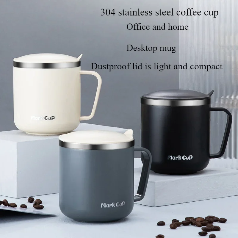 Stainless Steel Insulated Coffee Mug with Lid and Handle