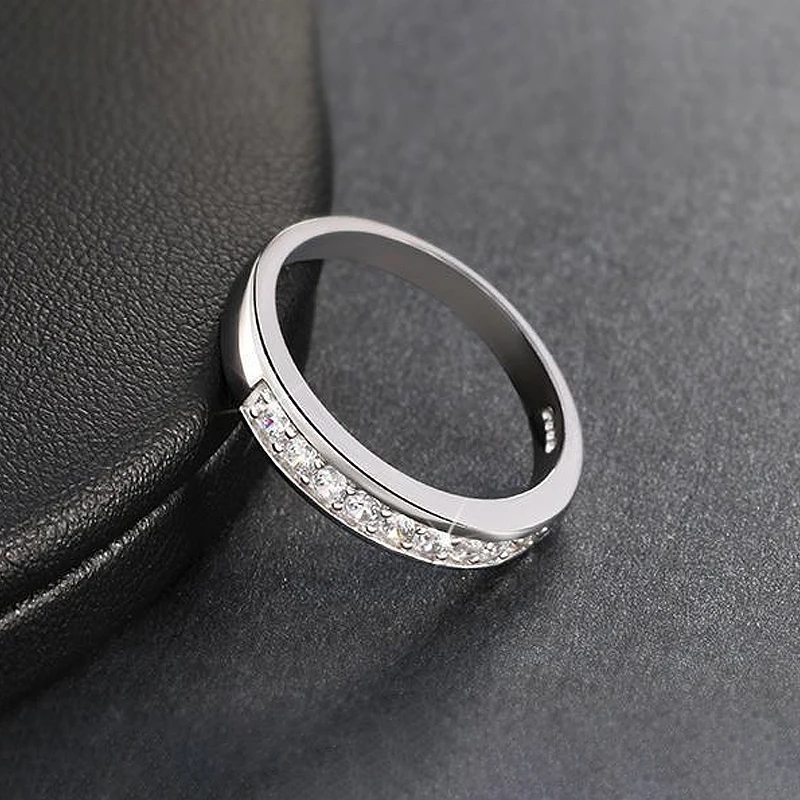Zircon Rings For Women Silver Color Band Jewelry Promise Wedding