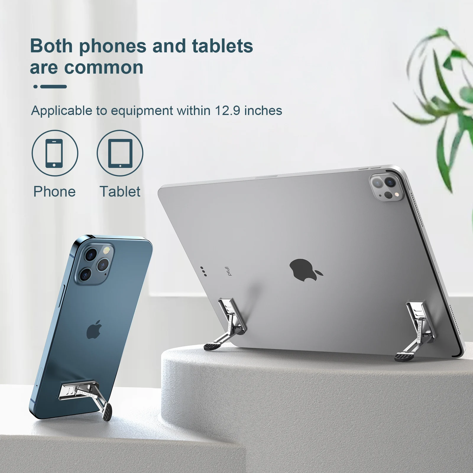 Oatsbasf Portable Desktop Phone Holder For iPhone 12 13 Pro Max Xiaomi Tablet Stand Invisible Mini Adhesive Non-slip Phone Stand