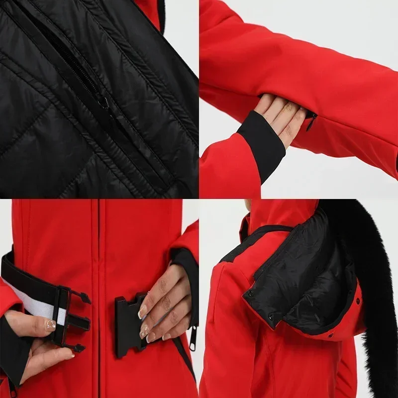 Ski Jackets Mountain Winter Hooded Woman Snowboard Clothes Outdoor Sports Skiing Overcoats Windproof Thermal for winter jacket ski jacket