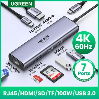 UGREEN USB HUB 7-in-1 Type-C to 4K60Hz HDMI SD&TF 5Gbps USB3.0 PD100W for Lapop Macbook Accessories USB Splitter Docking Station 1