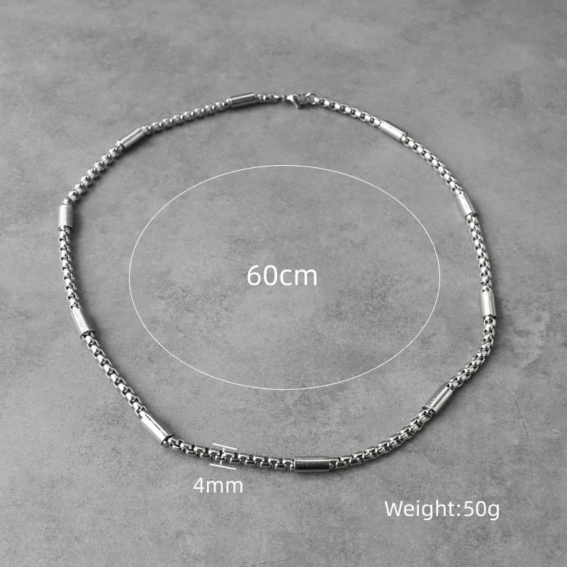 Silver Color Round Box Chain, 5mm Stainless Steel Unisex Necklace - 24 Inch