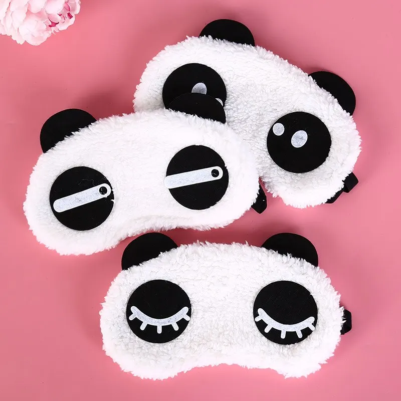 Description Picture 2 of itemCute Cartoon Face White Panda Eye Mask Eyeshade Shading Sleep Cotton Goggles Eye Mask Sleep Mask Eye Cover Health Care 3 Styles