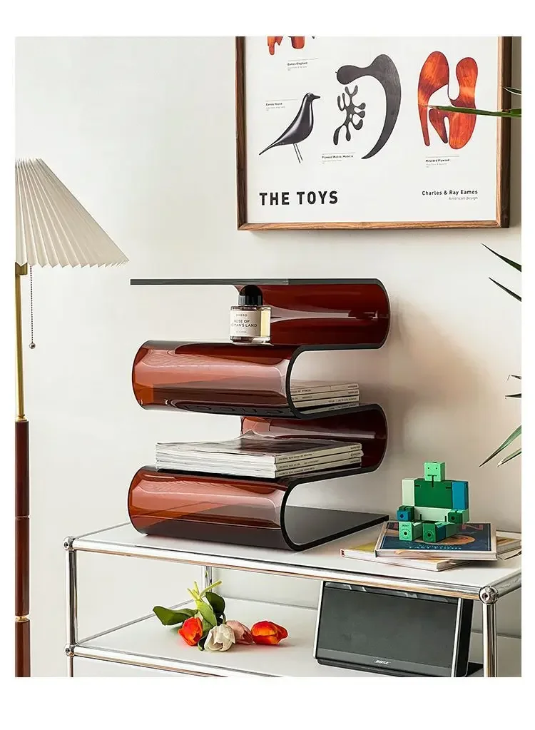 Acrylic Internet Celebrity Bookshelf Nordic Home Living Room Sofa Side Few Bedside Tables Personalized Simple Magazine Rack