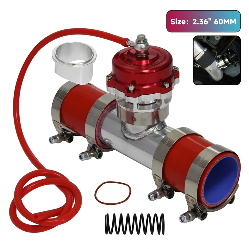 

50 мм 35PSI Boost V-Band Turbo Blow Off Valve с наружным диаметром 2,36 дюйма, комплект шлангов для труб с фланцем, синий/красный