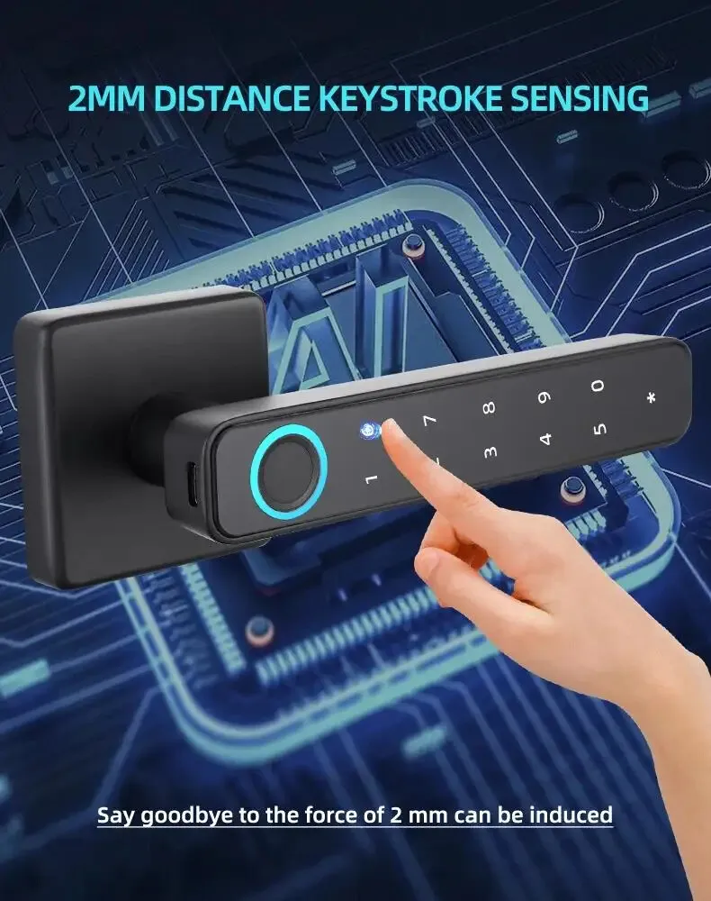 Fingerprint Door Lock Tuya Bluetooth Smart Password Mechanical Key Unlocking For Wooden Door Single Handle Smartlife