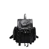 Women Fashion Backpack Multi Pocket Leather Student Laptop Shoulder Bag Punk Rivet Black Handbag For Rock Girls Travel Rucksack 1