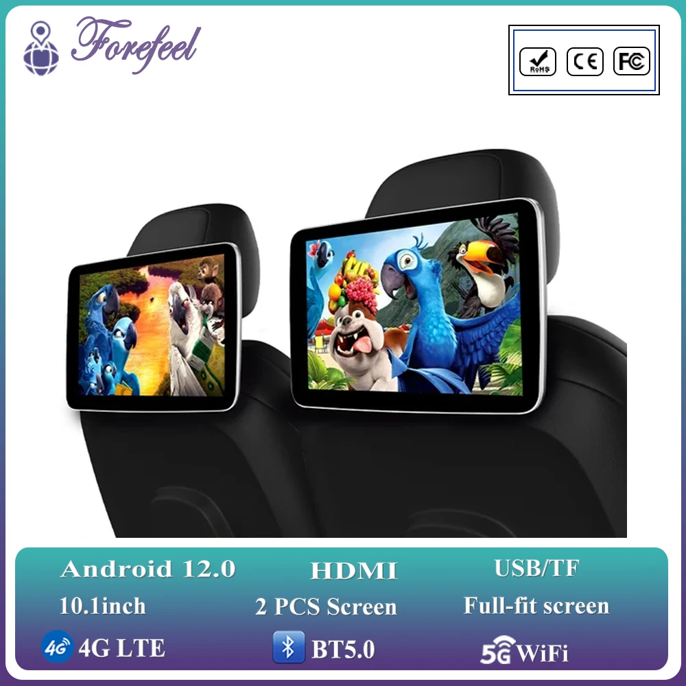 

Android 12 Bluetooth AirPlay New Headrest Monitor Display IPS Tablet Touch Screen For Car Rear Seat Player Video Music HDMI