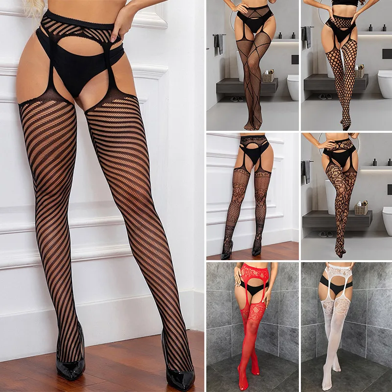 Sexy Fishnet Bodysuit Women's Sheer Open Crotch Sex Clothes See-through Thigh-high Stocking Body Stockings Mesh Lace Hosiery women underwear sexy lingerie latex bodysuit