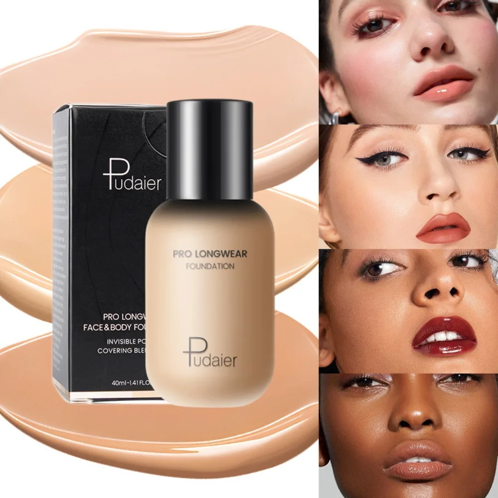 

Waterproof Face Liquid Foundation Cosmetic Mineral Full Concealer Makeup Base Cream 40ML No Drying Face Corrector