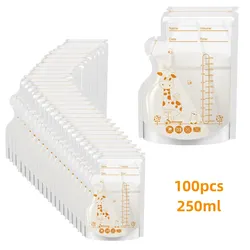 Breastmilk Storage Bags - Self-Standing, No-Leak, BPA-Free, 250ml, 100-Pack (100pcs)