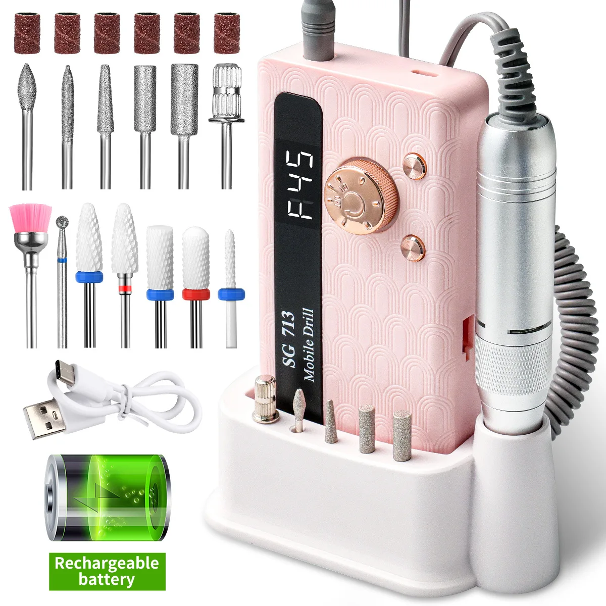 35000/45000RPM Rechargeable Nail Drill Machine Professional Portable Electric Ma