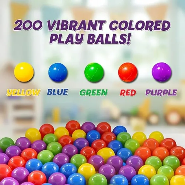 200 Premium Crush-Resistant Play Balls for Ball Pits Non-Toxic, BPA and Phthalate Free Vibrant Assorted Colors with Zippered St