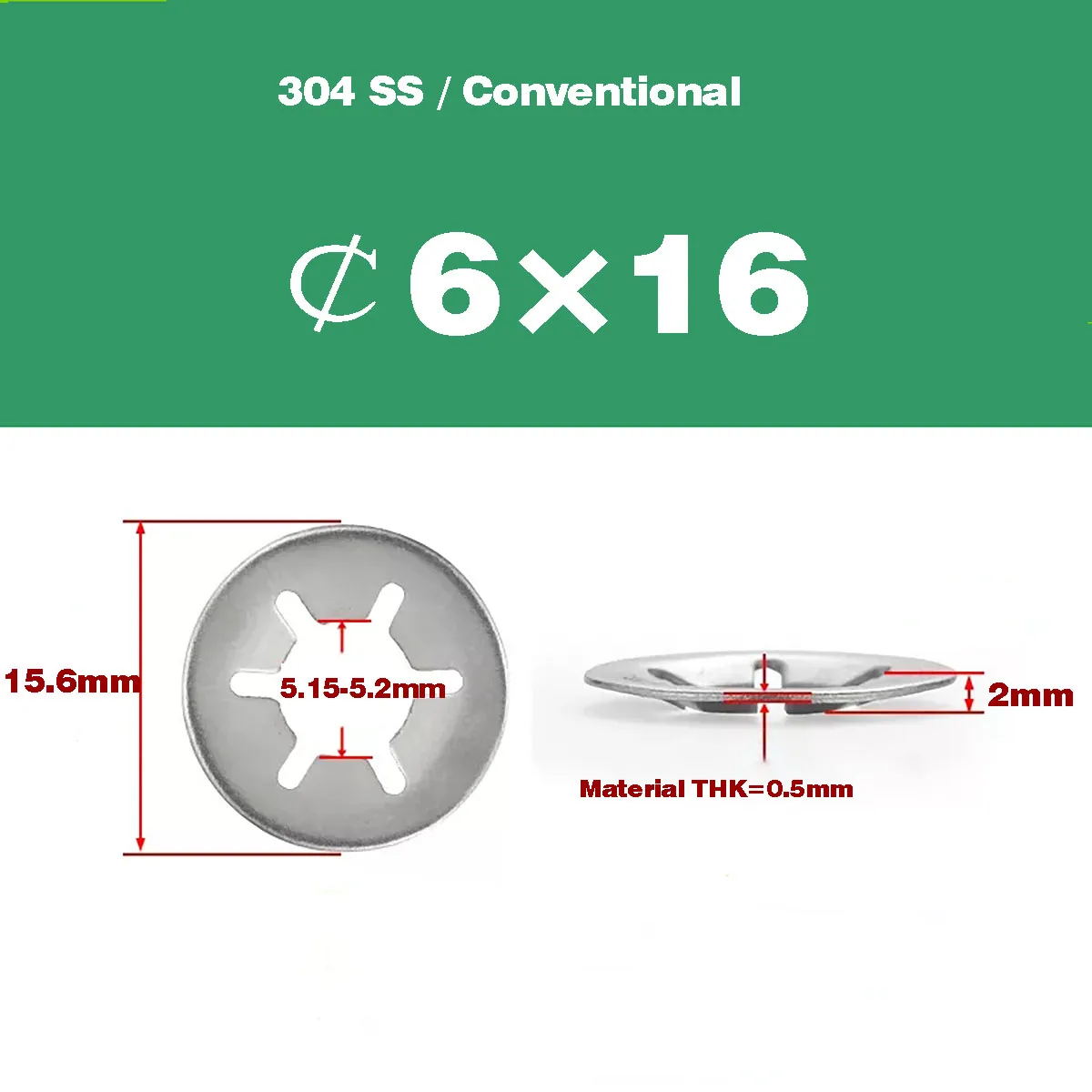 100pcs M6X16