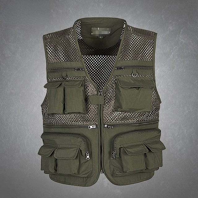 Men's Cargo Tactical Vest Quick Dry Breathable Multiple Pockets Mesh  Jackets Vest Outdoor Fishing Work Sleeveless Jacket Male - AliExpress