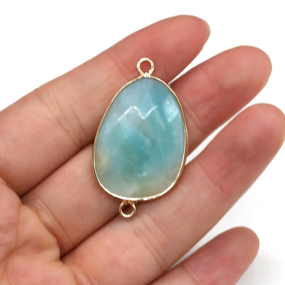 Natural Stone Drop-shaped Pendants Amethyst Double Hole Connector for Jewelry Making DIY Necklace Bracelets Accessories