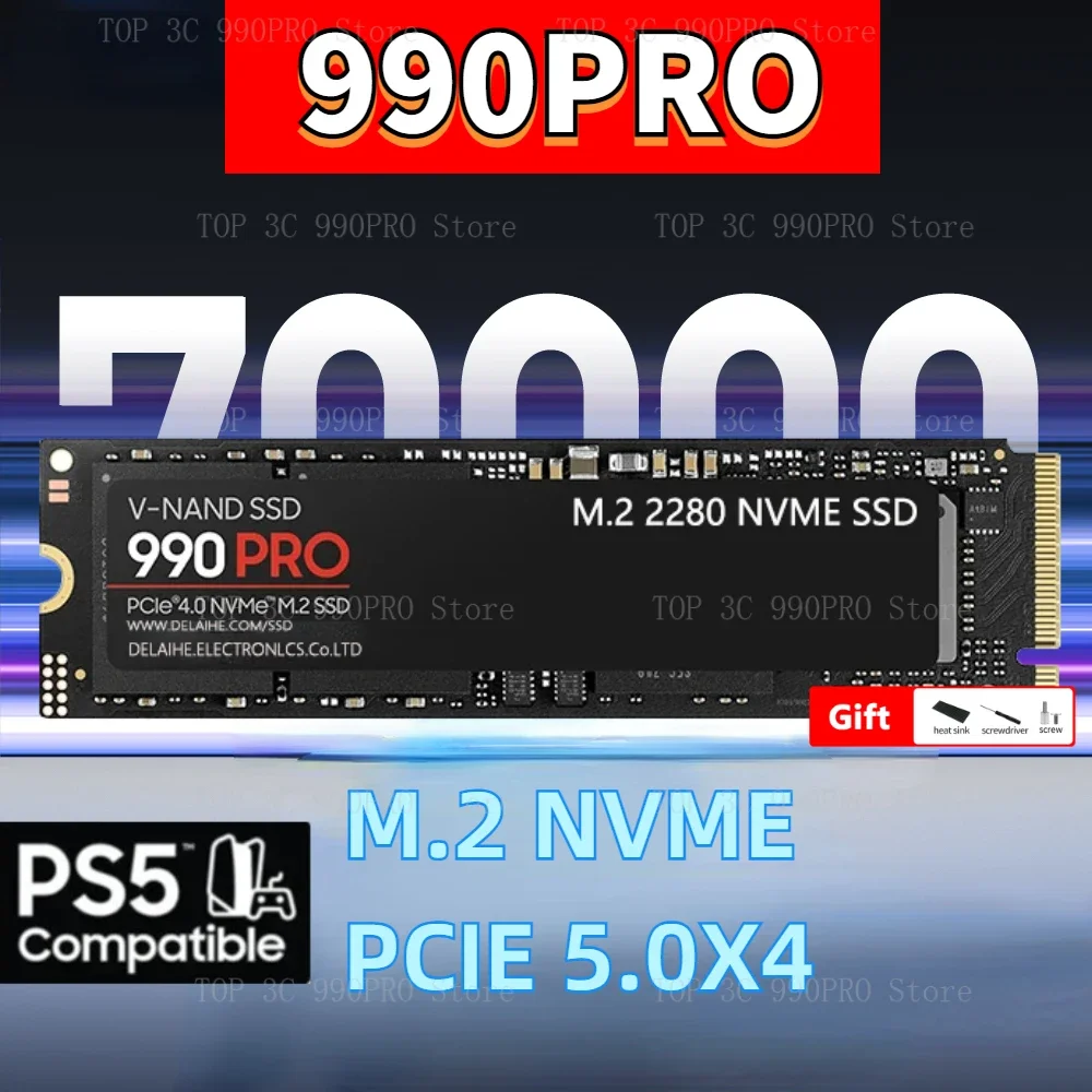 

M2 SSD 512GB 1TB SSD Hard Drive 2TB 4TB SSD M2 NVMe PCIe 4.0 2280 990pro 7450mb/s Internal Hard Disk HDD For ps5 Laptop Desktop